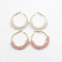 Mode Eisen Prise Kreis Ohrringe, mit Kunststoff Perlen, Modeschmuck & verschiedene Stile für Wahl, keine, verkauft von Paar
