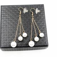 Fashion Fringe Earrings, Zinc Alloy, with Plastic Pearl, fashion jewelry, golden 