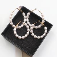 Zinc Alloy Hoop Earring, with Plastic Pearl, fashion jewelry 