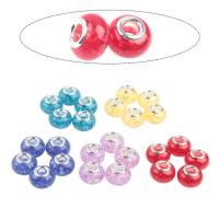 Acrylique perle à grand trou, Rond, différentes couleurs et motifs pour le choix & DIY, plus de couleurs à choisir, 10*14mm Vendu par sac