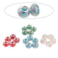 Lampwork Großes Loch Perlen, rund, unterschiedliche Farbe und Muster für die Wahl & DIY, keine, 10*14mm, 100PCs/Tasche, verkauft von Tasche