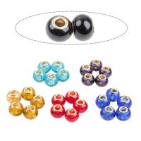 Glas Großes Loch Perlen, rund, unterschiedliche Farbe und Muster für die Wahl & DIY, keine, 10*15mm, 100PCs/Tasche, verkauft von Tasche