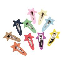Hair Snap Clips, Resin, Star, handmade, for woman & frosted, mixed colors 