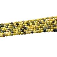Türkis Naturperlen, gelbe Türkis, rund, poliert, DIY, dunkelgrüne Camouflage, 3mm, verkauft von Strang