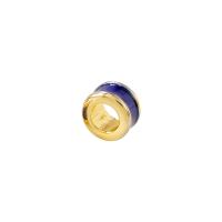 Brass Spacer Beads, Donut, gold color plated, enamel, blue Approx 4mm 