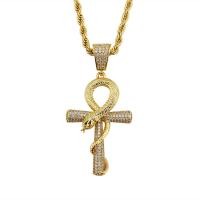 Brass Sweater Chain Necklace, with stainless steel chain, plated, Unisex & micro pave cubic zirconia Approx 24 Inch 