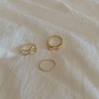 Ring paar, Zinklegierung, Fingerring, drei Stücke & Modeschmuck & für Frau, Goldfarbe, 7mm, verkauft von setzen