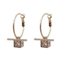 Zinc Alloy Huggie Hoop Earring, fashion jewelry & for woman & with rhinestone 