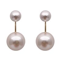Pendiente de aleación de cinc con perlas plásticas, aleación de zinc, con Perlas plásticas, Joyería & para mujer, 30mm, Vendido por Par