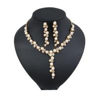 Rhinestone Zinc Alloy Jewelry Set, with Plastic Pearl, plated, for woman & with rhinestone 45mm .9 Inch 