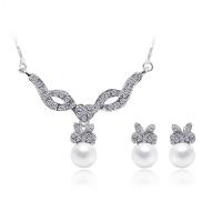 Rhinestone Zinc Alloy Jewelry Set, silver color plated, for woman & with rhinestone .5 Inch 