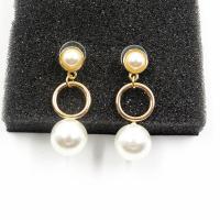 Zink Legierung Tropfen Ohrring, Zinklegierung, mit Kunststoff Perlen, Modeschmuck, Goldfarbe, verkauft von Paar