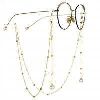 Zinklegierung Brillenkette, mit Kunststoff Perlen, nachhaltiges & Anti-Skidding, keine, verkauft von Strang