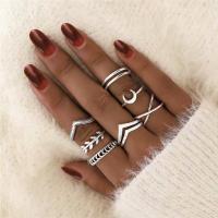 Zinc Alloy Ring Set, 7 pieces & fashion jewelry, silver color 
