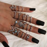 Zinc Alloy Ring Set, 20 pieces & fashion jewelry, silver color 