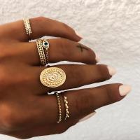 Zinc Alloy Ring Set, 6 pieces & fashion jewelry, golden 