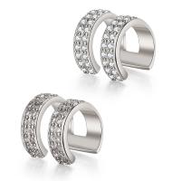 Earring Cuff and Wraps, Brass, with Cubic Zirconia, Round, plated, fashion jewelry & micro pave cubic zirconia & for woman 12*12mm 