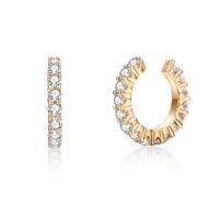 Earring Cuff and Wraps, Brass, with Cubic Zirconia, Round, plated, fashion jewelry & micro pave cubic zirconia & for woman 15*2mm 