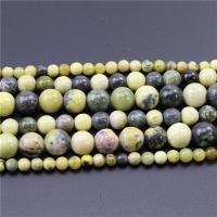 Perles en Turquoise naturelle, turquoise jaune, Rond, poli, DIY & normes différentes pour le choix, Vendu par brin