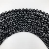 Natural Black Agate Beads, Round, polished, DIY 