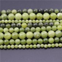 Природный камень Бусины, Круглая, полированный, DIY & разный размер для выбора, зеленый, продается Strand