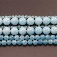Aquamarine Beads, Round, polished, DIY blue 