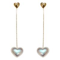 Zinc Alloy Drop Earring, with Plastic Pearl, Heart, fashion jewelry & for woman 65mm 