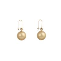 Brass Drop Earring, with Plastic Pearl, fashion jewelry & for woman 