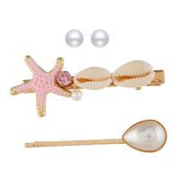 Hair Slide, Zinc Alloy, with Plastic Pearl, plated, fashion jewelry & with rhinestone 