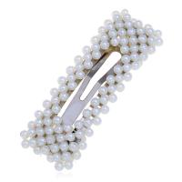 Hair Snap Clips, Zinc Alloy, with Plastic Pearl, plated, fashion jewelry 
