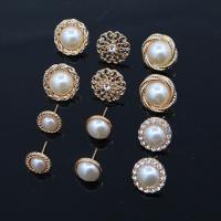 Zinc Alloy Stud Earring Set, Stud Earring, with Plastic Pearl, 6 pieces & fashion jewelry, white 
