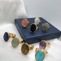 Gemstone Zinc Alloy Finger Ring, with Gemstone, random style & fashion jewelry, mixed colors 