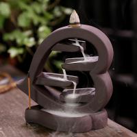 Incense Smoke Flow Backflow Holder Ceramic Incense Burner, Purple Clay, Heart, plated, for home and office & durable 