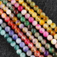 Gefärbte Jade Perlen, Naturstein, rund, poliert, DIY, keine, 6mm, ca. 62PCs/Strang, verkauft von Strang