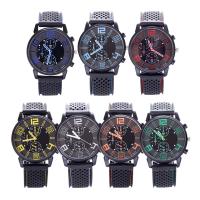 Men Wrist Watch, Zinc Alloy, with Glass & Silicone & Stainless Steel, Chinese movement, plated, Life water resistant & for man 