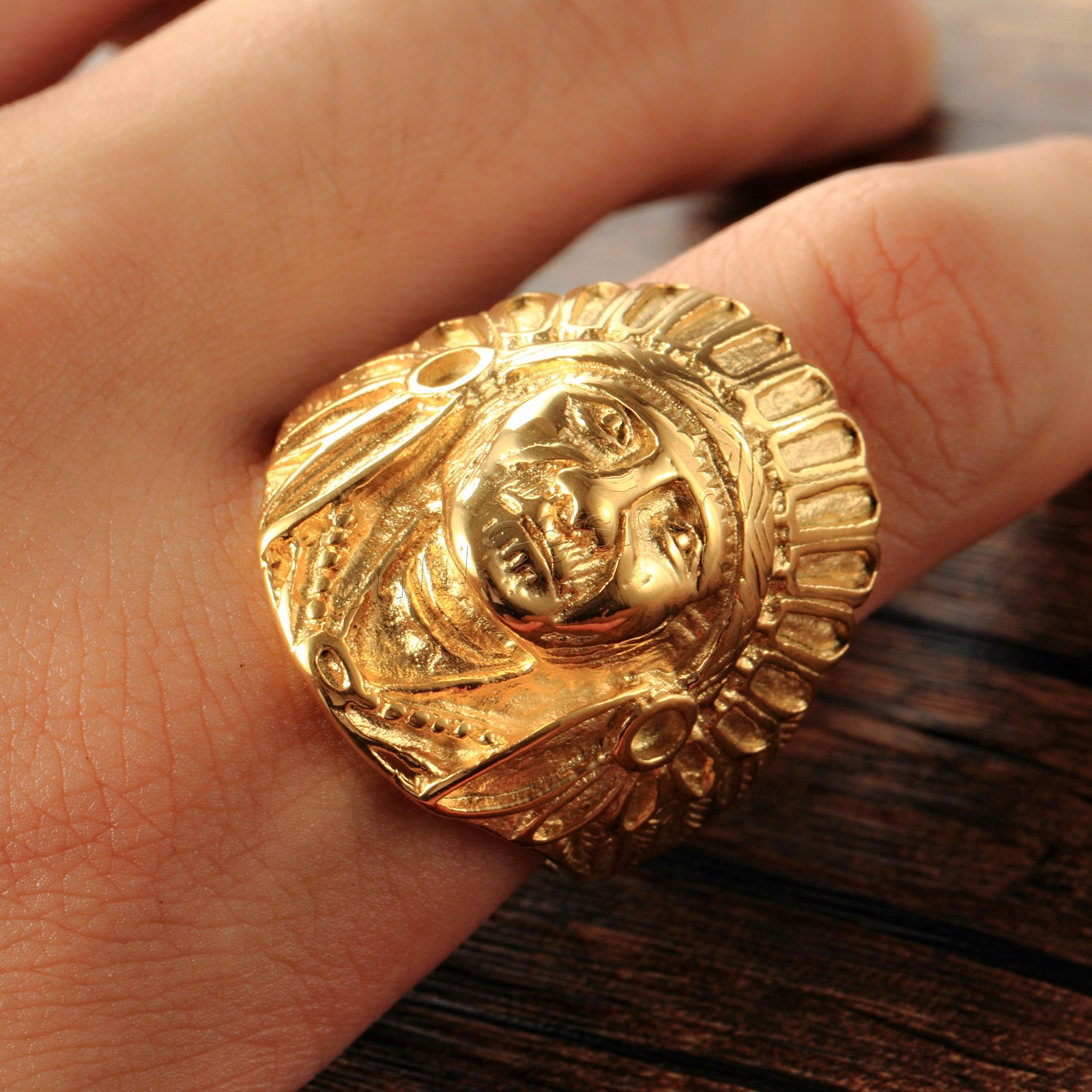Титан Сталь палец кольцо, титан, плакирован золотом, разный размер для выбора & Мужский, продается PC