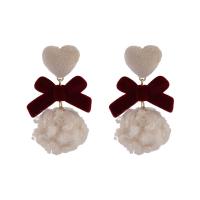 Fluffy Pom Pom Earrings, Zinc Alloy, fashion jewelry & for woman, 50mm 