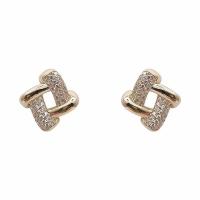 Zinc Alloy Rhinestone Stud Earring, fashion jewelry & for woman & with rhinestone, 10mm 