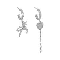 Asymmetric Earrings, Zinc Alloy, fashion jewelry & for woman, 5.6cm /3.3 cm 