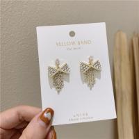 Zinc Alloy Rhinestone Drop Earring, Bowknot, fashion jewelry & for woman & with rhinestone 