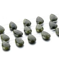 Single Gemstone Beads, Natural Stone, Teardrop, polished, DIY, green 