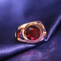 Brass Finger Ring, rose gold color plated & for woman, red 