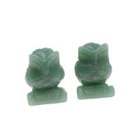 Драгоценный камень украшения, Зеленый авантюрин, Сова, зеленый, 15mm, 10ПК/сумка, продается сумка