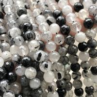 Rutilquarz Perlen, Schwarzer Rutilquarz, rund, poliert, DIY & facettierte, verkauft von Strang