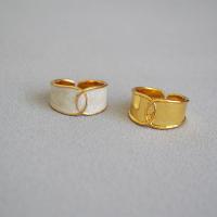 Brass Cuff Finger Ring, gold color plated, Adjustable & Hand-Painted Enamel Glaze & for woman 10mm 