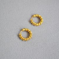 Brass Huggie Hoop Earring, gold color plated, for woman, 15mm 