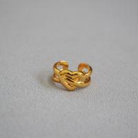 Brass Cuff Finger Ring, gold color plated, Adjustable & for woman & hollow, 15mm 