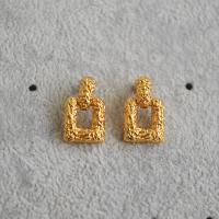 Brass Drop Earring, gold color plated, for woman & hammered & hollow 