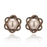 Zinc Alloy Stud Earring, with Plastic Pearl, for woman 