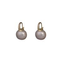 Brass Drop Earring, with 925 Sterling Silver & Plastic Pearl, plated, for woman 
